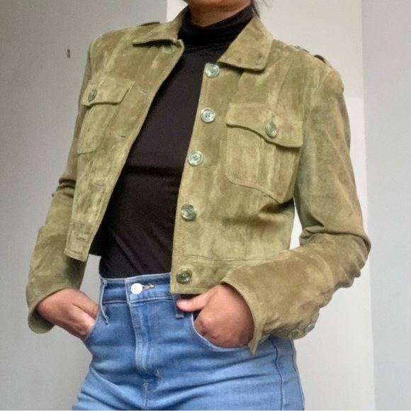 Suede cropped jacket - Picture 2 of 4
